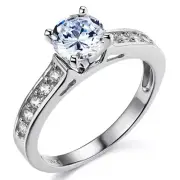 14K White Gold Cubic Zirconia Engagement Ring