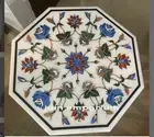 14'' white Marble Table Top Corner side Coffee Inlay malachite decor kitchen