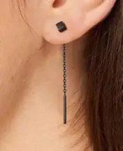 Cube silver black threader earrings 2 PAIRS