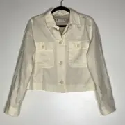 New Zara Linen Blend Crop Jacket Top Women's Size Medium