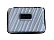 Tumi For Delta Silver Gray Hard Shell Cosmetic Toiletries Small Zip Travel Case