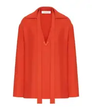 Valentino VLogo Plaque V-Neck Blouse IT40 Red