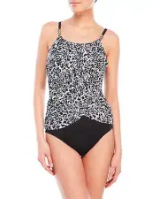 NEW MAGICSUIT MIRACLESUIT TANK SWIMSUIT $156 RV 12 42 Kitty Lisa Animal Grey
