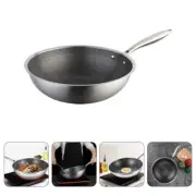Uncoated Wok Practical Cooking Pan Non Stick Frying Stainless Steel Pans