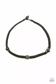 Paparazzi - Rate Of Climb - Black Braided Cord with Bead "Unisex" Necklace