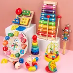 早教益智玩具 兒童木質寶寶小繞珠 八音琴 鬧鐘 兒童敲琴套裝 木製玩具