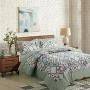 [WANWEN] Bedspread Bed Throws Comforter Set with Pillow Shams Fits Double and King Size Bed Floral Reversible Polyester, 140 x 200 cm Little Surprise