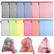 12 Pcs 13x15.5 Inch Mesh Drawstring Bag Laundry Stuff Sack Golf Ball Bag