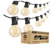 200FT 2x100FT Globe Outdoor Lights String, Dimmable LED Patio String Light