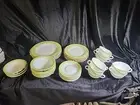 Pyrex Lime Green Gold Rim Regency Set of 36 pc
