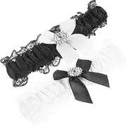 [DEARMAMY] Lace Bow Garter Set for Women 2 Pcs Bridal Garter for Wedding Bride for Women
