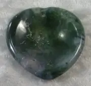 Moss Agate Heart Shape Carved Worry Stone