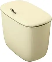 B Baosity Hanging Trash Can with Lid for Kitchen Cabinet Door Under Sink Compost Bin Trash Bin for RV Bathroom Toilet Bedroom Indoor, Cream Small