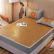 Snaweo Cool Sleeping Mattress, Carbonised Mahjong Bamboo Mat, Folding Air Conditioning Mat, Sum mer Sleeping Mat for Single and Double Bed, Breathable Bedding