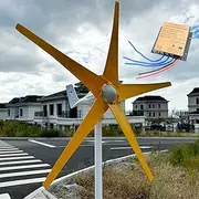 800W / 1000W / 1200W Wind Turbine Generator Kit 12V / 24V / 48V Wind Power Generator with MPPT Controller and 5 Yellow Blades, Low Noise Windmill Generator for Marine, RV, Home,800w,48V