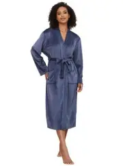 Women Robe Lightweight Bathrobe: Full-Length V-Neck House Coats Velor Winter ...