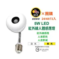 在飛比找蝦皮商城優惠-【明沛】5W LED紅外線人體感應燈泡(彎管E27銅頭型)-