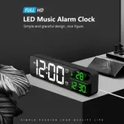 LED Digital Bedside Clock Desk Table Snooze Alarm Time Temperature Date Display