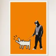 Galrie Banksy Choose Your Weapon Dark Orange Poster Print 2010 - Edgy Art Collection, White Frame, 70 x 100cm (28 x 40inch)