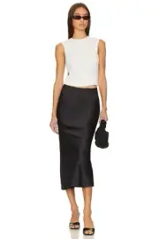 Norma Kamali X Revolve Bias Obie Skirt To Midcalf in Black XSmall New Womens Sat