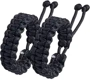 Jewever Paracord Survival Bracelets Braided Paracord Handmade Rope for Couples Men Women Adjustable Size(Set of 2)