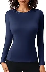 [SPVISE] Long Sleeve Compression Shirts for Women Quick Dry Breathable Workout Gym Tops Athletic Exercise Yoga Running T-Shirt