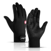 Windproof Sports Gloves Touch Screen Gloves Hook and Loop Fasteners Climbing Cycling black_L