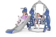 Advwin Kids Slide Swing Set Basketball Hoop Activity Center Toddler Play Set Blue