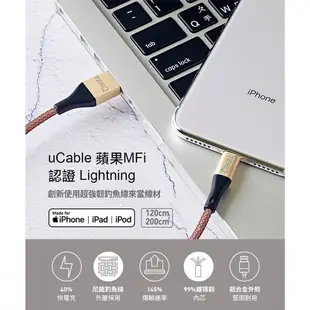 【TEKQ】 uCable iPhone lightning USB 充電資料傳輸線 120/200cm