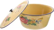 HEALEEP Enamel Cooking Pot with Lid Multi Use Soup and Stew Pot for Kitchen Essentials Ergonomic Design High Temperature Resistant for Casseroles and Soups