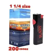 elements rice organic 1 1/4 size pre rolled cone +RAW PHOENIX ULTIMATE LIGHTER