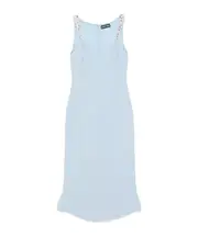 crystal claw-embroidered flounce dress UK10,UK12 light blue