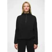 Prana Shea Hot Spell Anorak Women's L Black Ultra-Luxe Relaxed 1/2 Zip Pullover