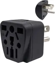 US Travel Plug Adapter Eu/Uk/Au/In/Cn/Jp/Asia/Italy/Brazil to USA (Type B), 3 Pr