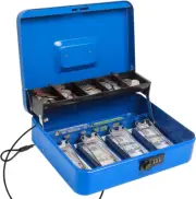 Cash Box with Combination Lock，Durable Metal Cash Box with Money Tray，Lock Box S