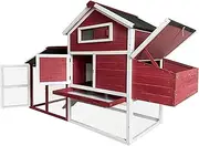 Grey Large Chicken Coop Rabbit Hutch Guinea Pig Cage Ferret House (Red)