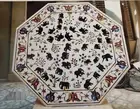 3' White Marble dining Table Top malachite Stone Inlay Work Sofa Side Table