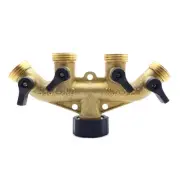 4 Way Garden Hose Splitter Valve Garden Tap Connector Adaptor Heavy Duty Brass