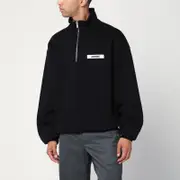 [JACQUEMUS] Black cotton zip-up sweatshirt M Black