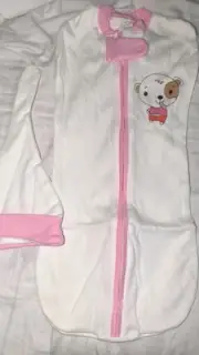 Star Kid 6 Month Stretchy Baby Swaddle Sleep Sack With Hat Girls Pink And White