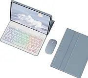 Keyboard Case for Lenovo Tab M10 Plus 3Rd Gen 10.6" 2022 (TB125FU /TB128FU /TB128XU), 7 Color Backlit Keyboard with Mouse, Soft TPU Back Cover,Blue