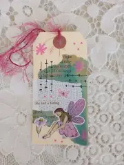 Whimsical whimsy mixed media junk art journal ephemera tag collage Bookmark