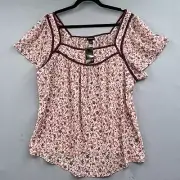Torrid Blouse 1X Crinkle Chiffon Flutter Slv Flowy Feminine Maroon Boho Cottage