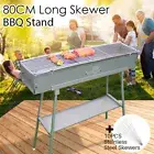 80CM Zinc-Iron Alloy Charcoal Hibachi BBQ w/ Stainless Steel Grill Rack & Skewer