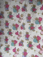Laurie Campbell for MM Fab "BEARS W/HEARTS" UNIFOCotton Blend VTG RARE SBTYX55