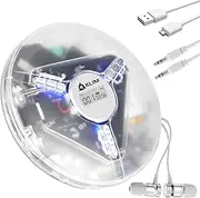 KLIM Discman Portable CD Player with Headphones, Built-in Battery - New - CD Players for Home, Car - Compatible w/SD Card CD CD-R CD-RW MP3 WMA - 5 EQ Effects - Walkman CD Player - Clear White