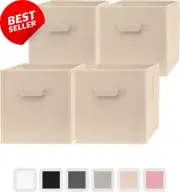 13X13X13 Inch Storage Cubes 4 Pack, Foldable Fabric Bins with Handles