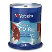 Verbatim CD-R 700MB/80min/52X - 100 Pack Spindle, Silver Inkjet Printable