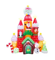 10Ft Inflatable Candy Castle with Santa Reindeer Snowman Christmas Tree Star Br