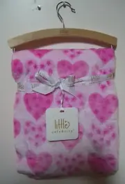 Girls Little Celebrity Super Soft Plush Pink Heart Star Baby Blanket